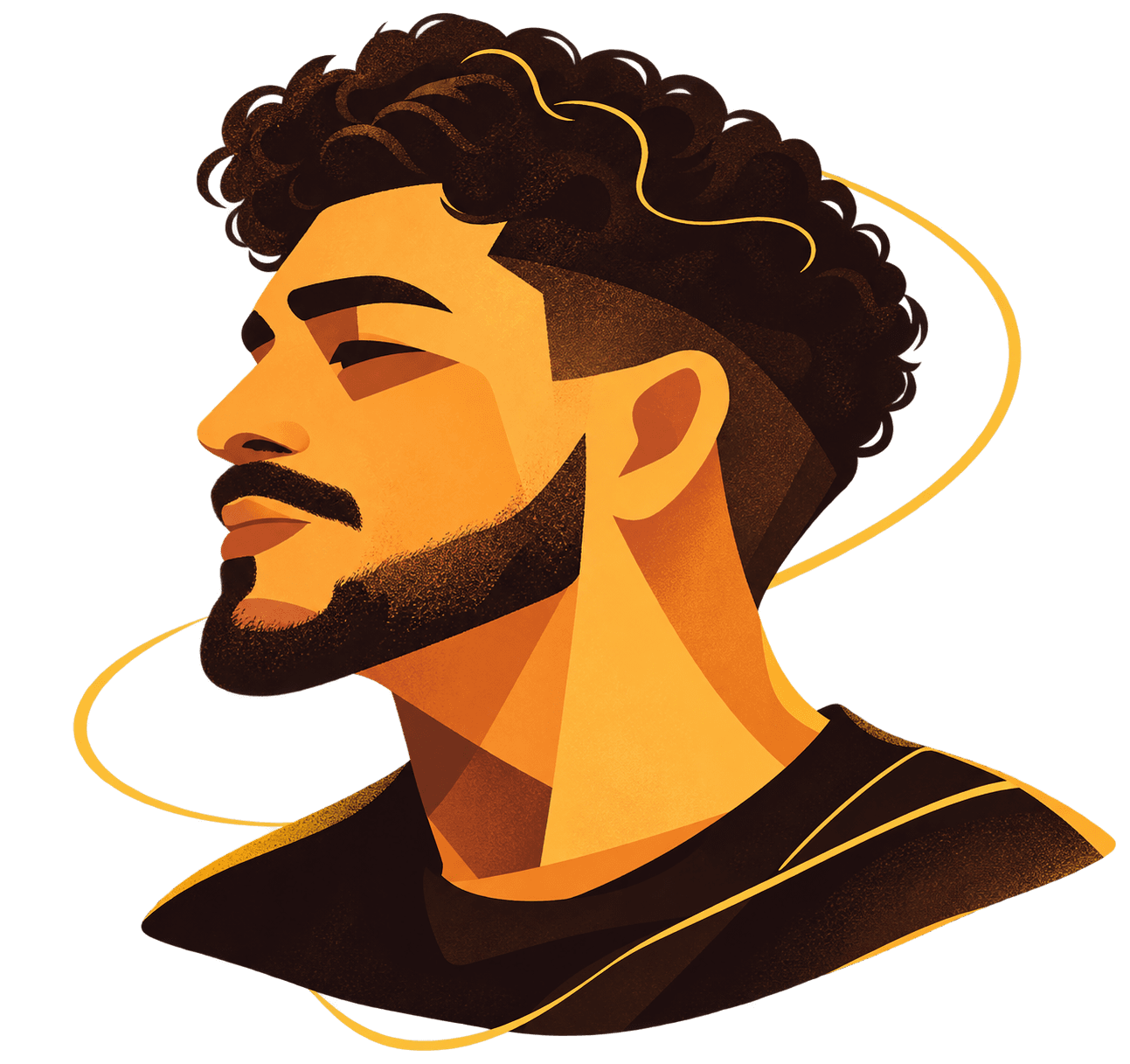 Illustrated portrait of Gabriel de Paula in profile